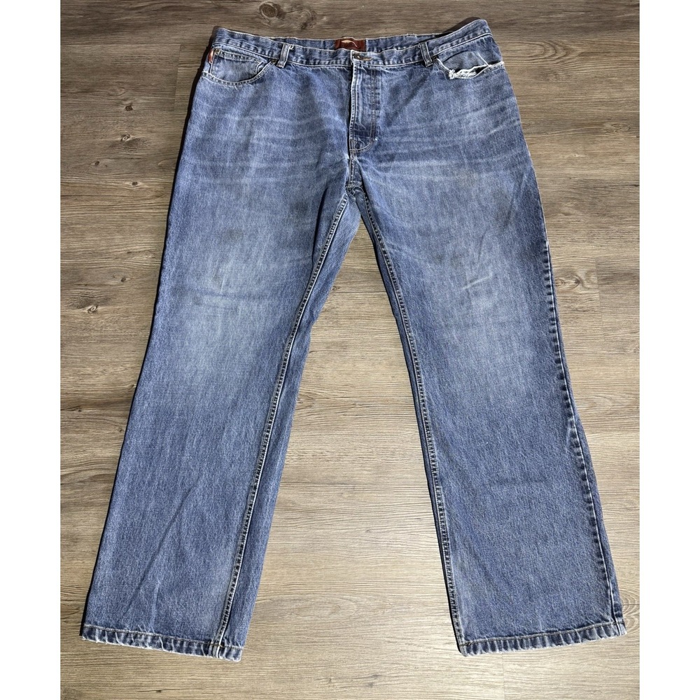 Bob Timberlake Mens Jeans 42x32 Blue Straight Leg Denim Pants Distressed Read